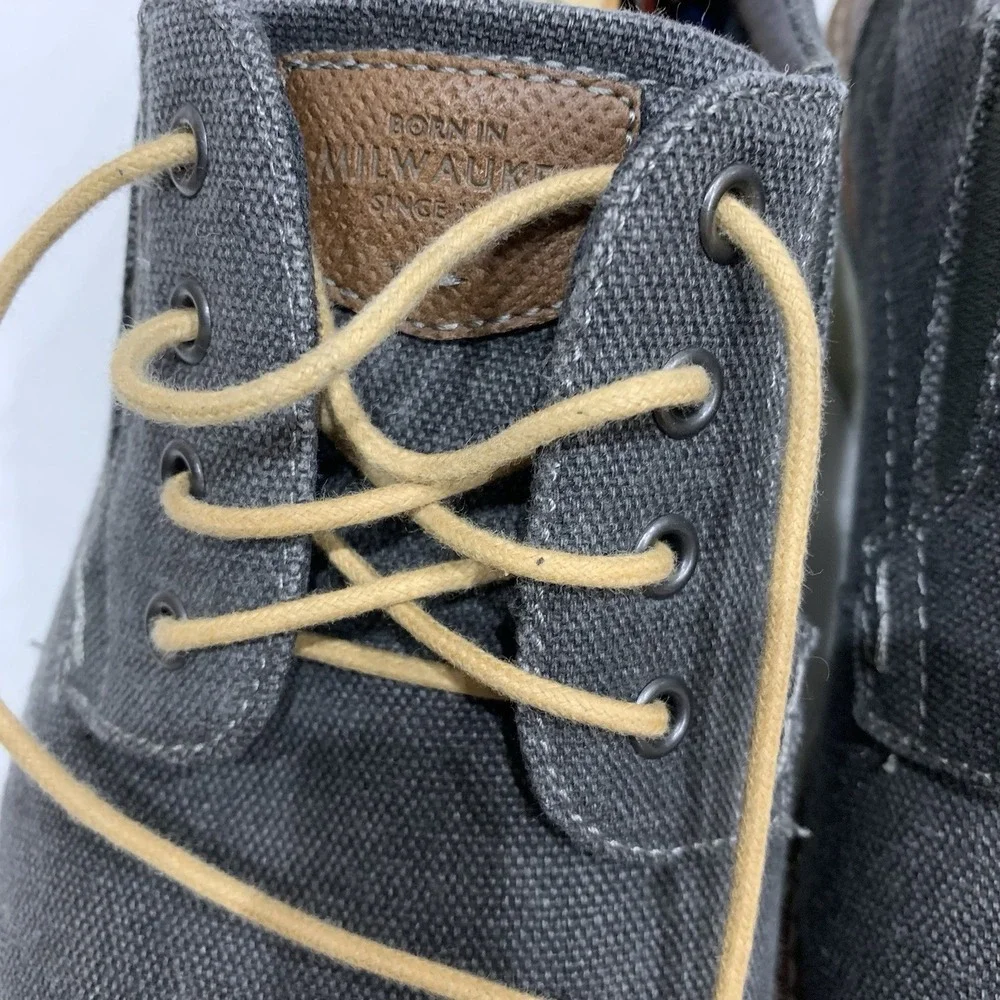 Nunn Bush Canvas Plain Toe Oxford Dress Shoes Mens 12 M Gray Brown Lace Up